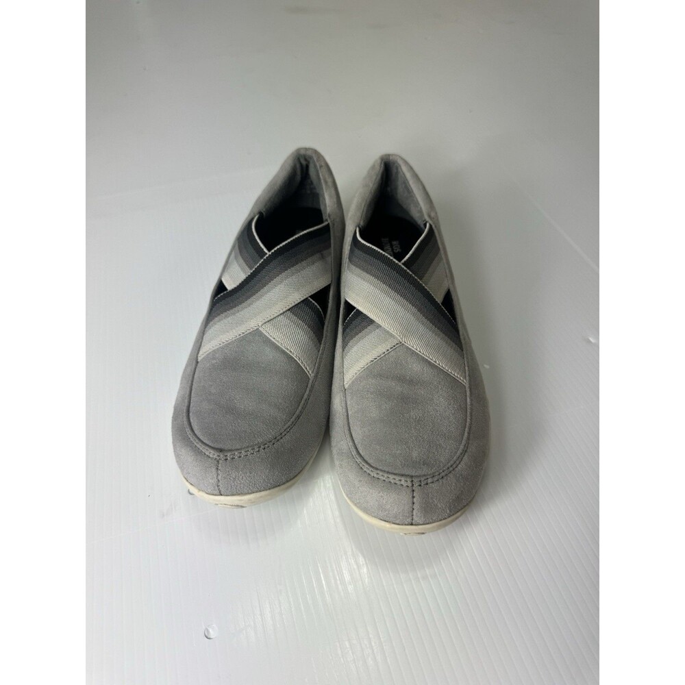 Ros Hommerson Women’s 7M Gray Suede Slip On Comfort Flats Cross Strap